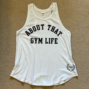 Victoria’s Secret pink white about that gym life tank